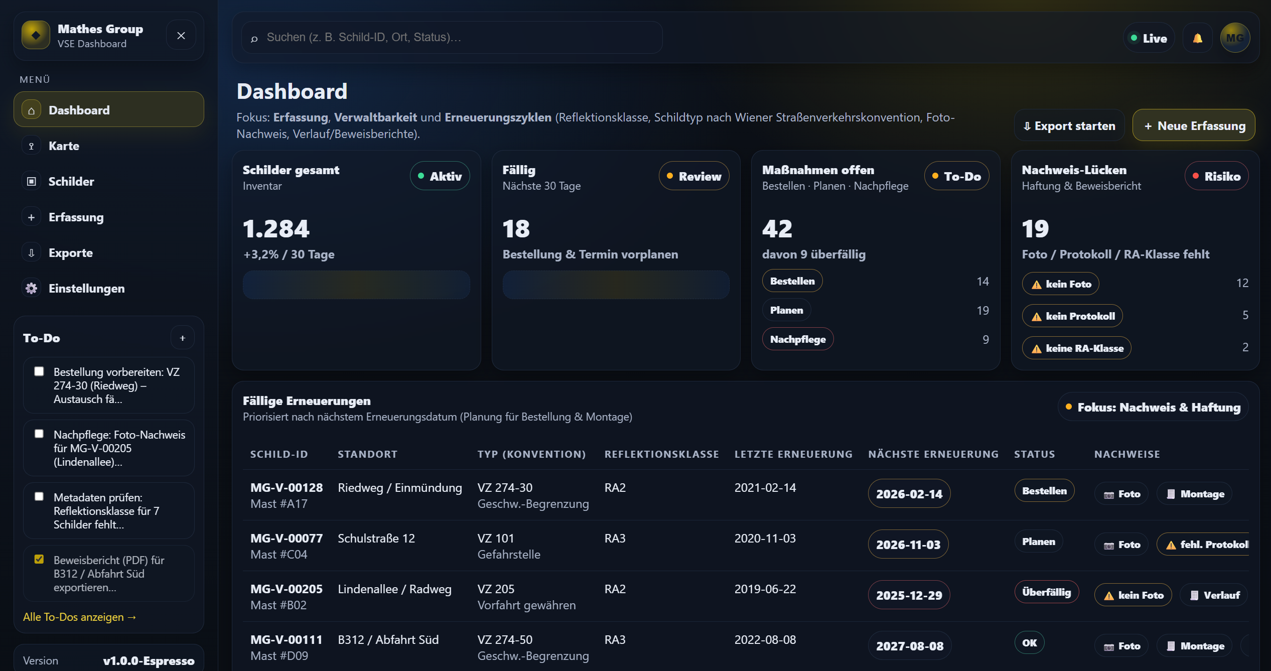 VSE Beispiel Admin Panel